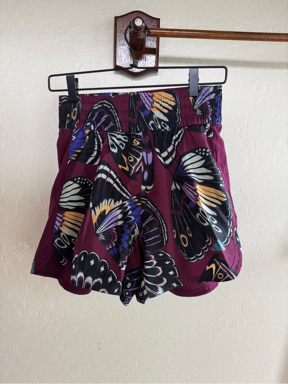 Adidas x Farm Rio Women's Athletic Butterfly-Print Shorts - Plum, Black, Purple